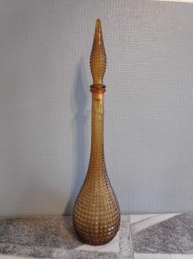 carafe empoli ambrée pointes de diamant avec bouchon flamme