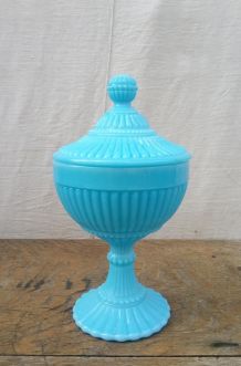 Joli pot en opaline bleu turquoise 