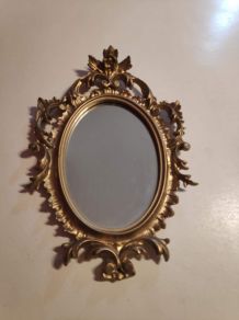 petit miroir baroque cadre doré avec crochet