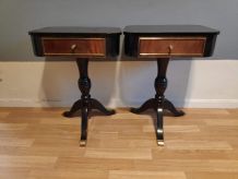 chevets pied guéridon tripode bois et laiton