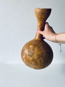 Calebasse africaine ancienne, vase bohème naturelle