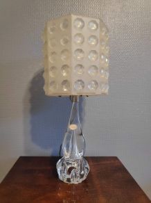 lampe vintage pied cristal et abat-jour plexi 