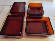 serviteur apéro 4 coupelles Vereco en verre fumé