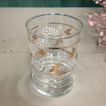 6 verres anciens fleurs et oiseaux 