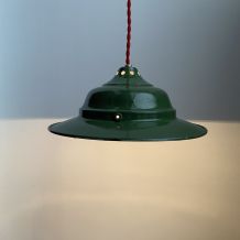 ANCIENNE LAMPE INDUSTRIELLE SUSPENSION EMAILLEE 26,5 cm