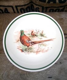 Grand plat rond en faïence - Décor faisan 