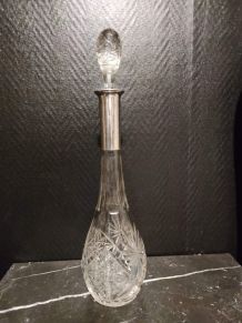carafe cristal avec jante cylindrique en argent 800 