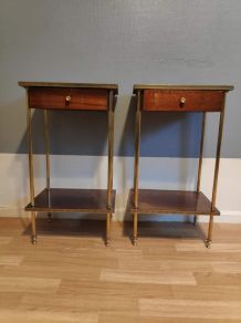 chevets formica et laiton avec tiroir et tablette