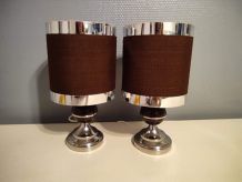 lampes de chevet "space age" marron et chromé
