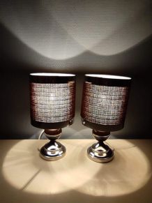 lampes de chevet "space age" marron et chromé