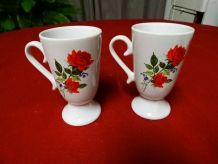 Mazagrans fleuris en porcelaine avec anses, tasses, mugs