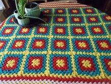 Plaid en crochet coton perlé