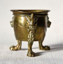 Coupe tripode, encensoir en bronze. Pieds griffus. Vintage.