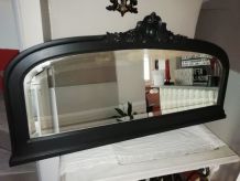 miroir très ancien relooké shabby noir poudré miroir biseaut