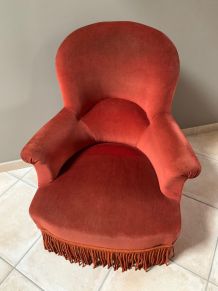Fauteuil crapaud en velours rose