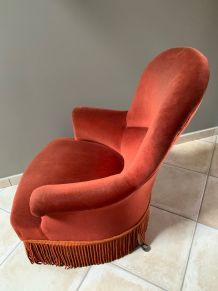 Fauteuil crapaud en velours rose