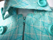 Manteau robe trapèze laine vert d'eau pastel vintage 60's