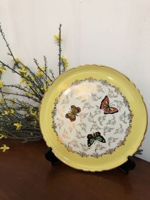 Plat  à tarte Orchies Moulins des Loups décor papillons