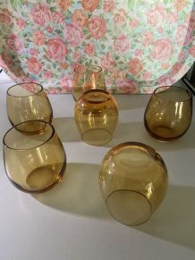 6 verres ambrés année 70’s