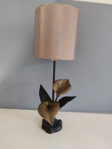 lampe fleurs d'arum en laiton noir et bronze