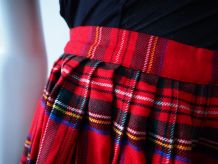 Jupe tartan écossaise midi pure laine vintage