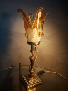 lampe bronze laiton cuivré tulipe ancienne   murano ( italie