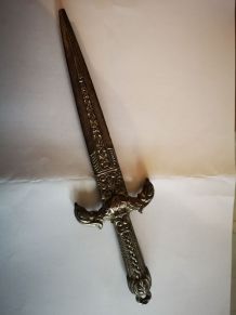 ANCIEN COUPE PAPIER métal gravé 