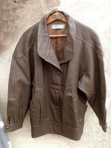 veste femme  en cuir marron , vintage
