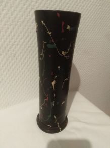 Vase en bambou Vintage peint Art-deco