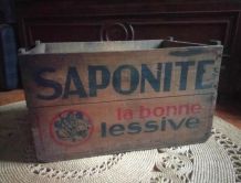 Caisse en bois publicitaire "Saponite - La bonne lessive"