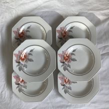 Série de 6 assiettes creuses - en porcelaine