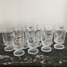 Service 12 verres vintage CRISTAL D’ARQUES modèle ÉLYSÉE 