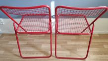 chaises rouges pliantes en métal vintage
