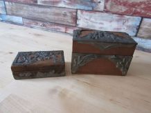 2 Petites boites en bois et métal art déco 1930