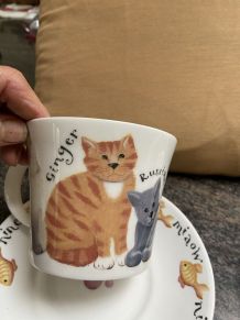 Duo tasse et soucoupes chats