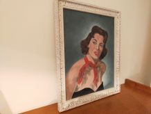 Portrait « femme au foulard rouge »