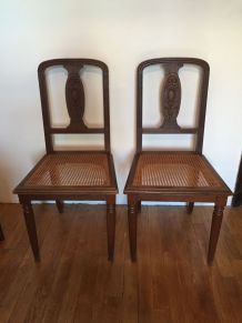 Paire de chaises art déco cannées