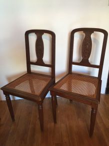 Paire de chaises art déco cannées