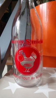 Bouteille de lait en verre "galettes Saint-michel" 