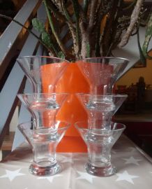 6 coupes à glaces en verre "La laitière" de Nestlé