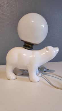 lampe ours en céramique et opaline