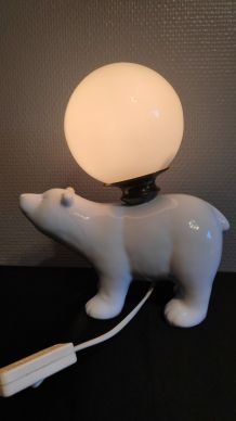 lampe ours en céramique et opaline