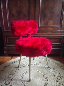 Chaise Pelfran moumoute rouge - Années 60/70