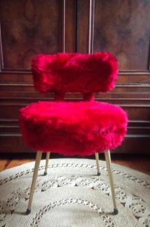 Chaise Pelfran moumoute rouge - Années 60/70