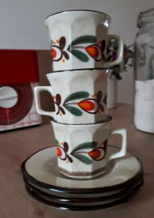 Lot de 3 tasses et sous tasses weidmann