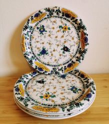 3x assiettes porcelaine d'Auteuil décor Bastide
