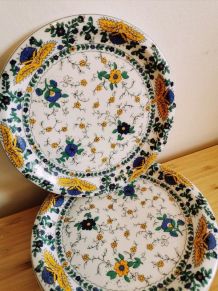 3x assiettes porcelaine d'Auteuil décor Bastide