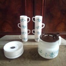 Ensemble cafetière et tasses à café - Veronica myosotis
