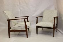 Paire de fauteuils scandinave années 50, tissu chiné