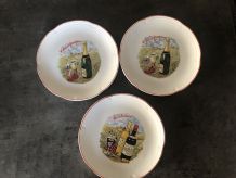 3 assiettes a fromage vintage
